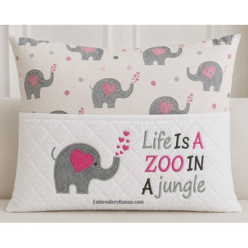Elephant with Life is a zoo reading Pillow