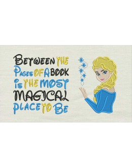 Elsa Frozen with Between the Pages reading pillow embroidery designs