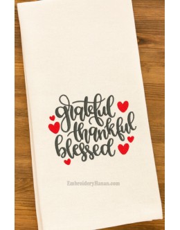 Grateful Thankful Blessed embroidery design