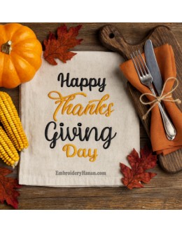 Happy thanksgiving day embroidery design