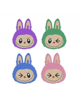 Labubu Embroidery Bundle Pack 4 Face Designs | 4x4,5x7 Hoop Labubu Embroidery Bundle Pack 4 Face Designs | 4x4,5x7 Hoop