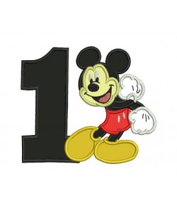Mickey mouse birthday number 1 embroidery