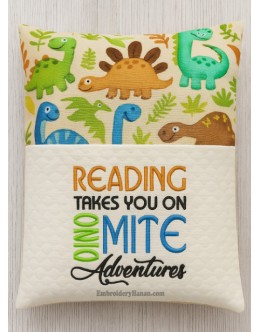 Reading takes you on dino embroidery design Reading takes you on dino embroidery design