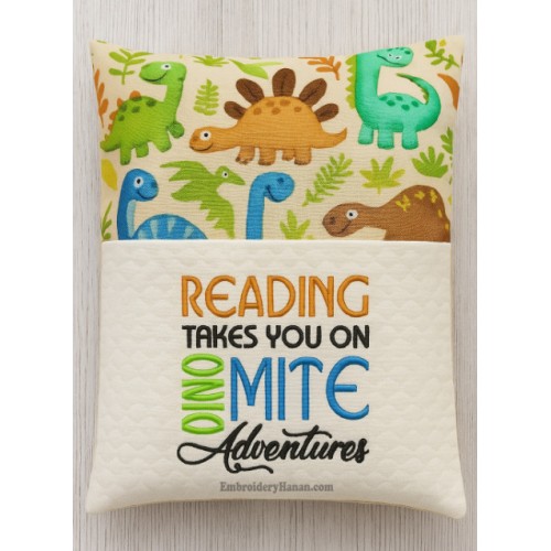 Reading takes you on dino embroidery design