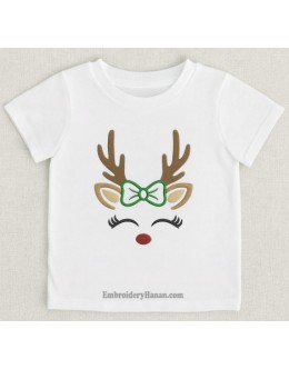 Reindeer with Bow Embroidery design