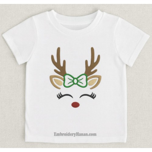 Reindeer with Bow Embroidery design