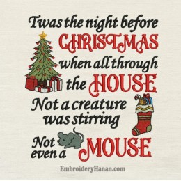 Twas the night before Christmas embroidery design