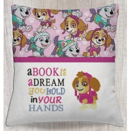 Skye paw patrol embroidery with a book is a dream