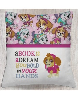 Skye paw patrol embroidery with a book is a dream