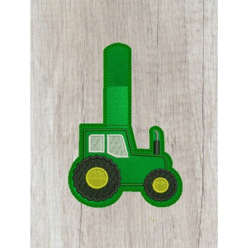 Tractor snap tab ITH in the hoop embroidery design
