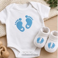 Baby Feet with Heart Embroidery Design 3 Sizes