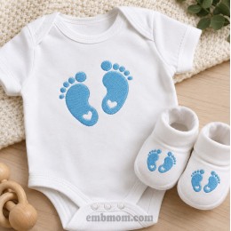 Baby Feet with Heart Embroidery Design 3 Sizes
