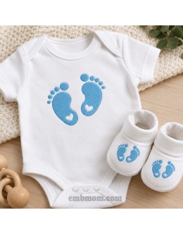 Baby Feet with Heart Embroidery Design 3 Sizes