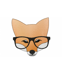 Fox face with glasses embroidery design