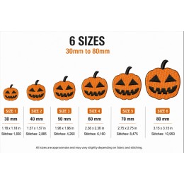 Halloween Jack O’Lantern Pumpkin Embroidery Design 6 Sizes