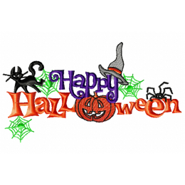 Happy halloween embroidery design