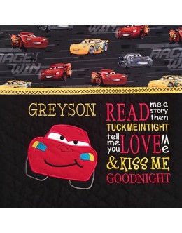 McQueen applique with read me a story Reading Pillow