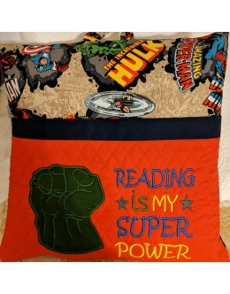 Hulk Fist with Reading is My Superpower reading pillow