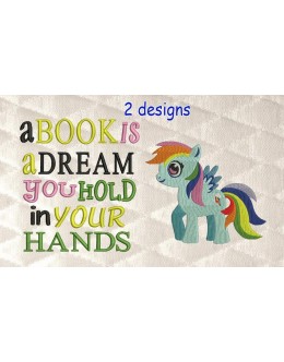my little pony with a book is a dream 2 designs 3 sizes