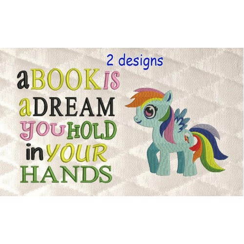 my little pony with a book is a dream 2 designs 3 sizes