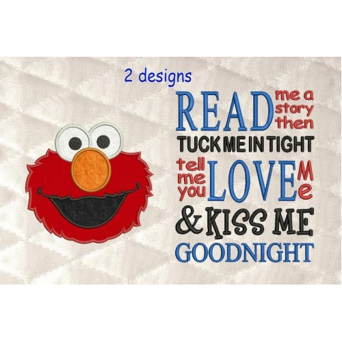 Elmo applique with read me a story 2 designs 3 sizes