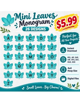 Leaves Monogram Embroidery Designs – 26 Alphabet Letters