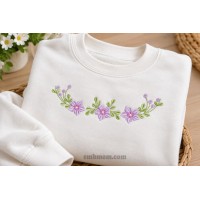 Pastel Floral Border Embroidery Design 2 Sizes