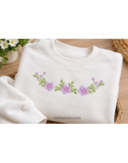 Pastel Floral Border Embroidery Design 2 Sizes